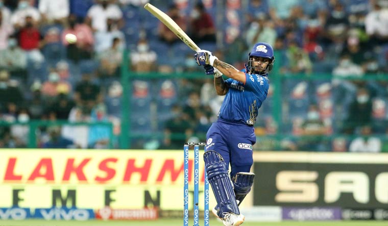 Ishan Kishan of Mumbai Indians plays a shot during the Indian Premier League match against Sunrisers Hyderabad, at the Sheikh Zayed Stadium in Abu Dhabi | PTI