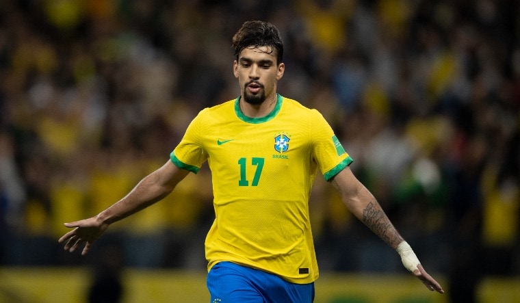 Lucas Paqueta wheels away to celebrate his goal in Brazil's World Cup qualifying match against Colombia | Lucas Figueiredo/CBF