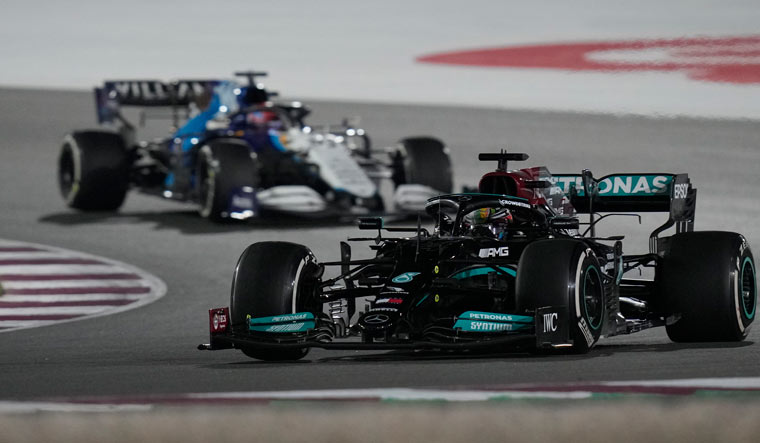 Mercedes driver Lewis Hamilton in action during the Qatar Formula One Grand Prix | AP