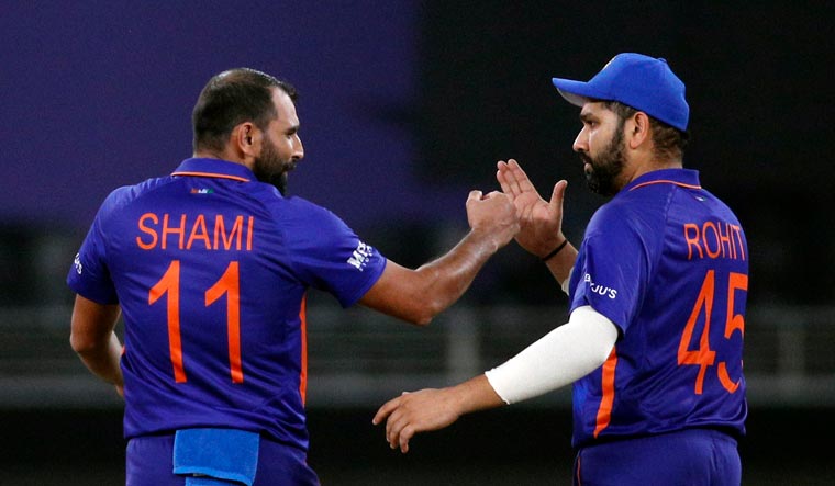 India vice-captain Rohit Sharma with Mohammed Shami during the T20 World Cup match against Scotland | Reuters
