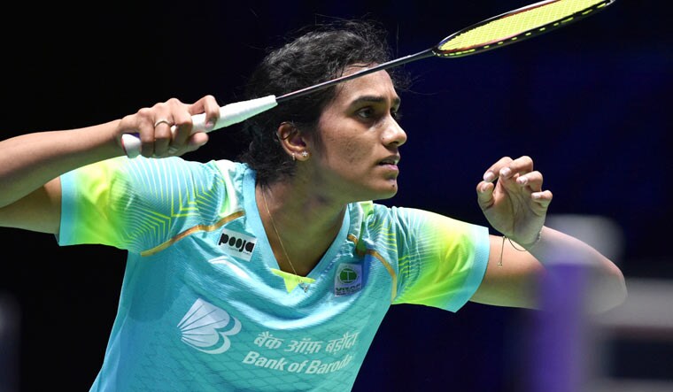 P.V. Sindhu looks on against Thailand's Pornpawee Chochuwong during the women's singles semifinal match on day four of the All England Open Badminton Championships at the Utilita Arena in Birmingham | PTI