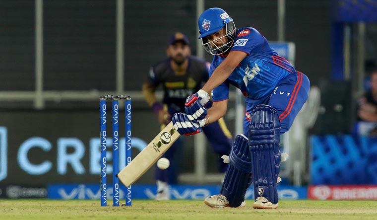 Prithvi Shaw of Delhi Capitals plays a shot during match 25 of the IPL 2021 against the Kolkata Knight Riders, at the Narendra Modi Stadium in Ahmedabad | PTI