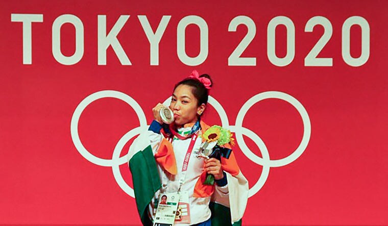 Weightlifter Mirabai Chanu after winning silver medal at the T0kyo Olympics | PTI