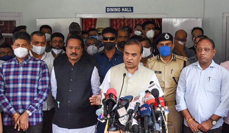 Assam Chief Minister Dr. Himanta Biswa Sarma interacts with media after visiting the police personnel injured in a clash last night at Assam-Mizoram border | PTI