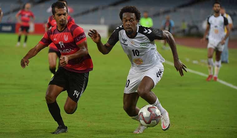 Players of Mohammedan Sporting and FC Bengaluru United in action during the Durand Cup semifinal | via Twitter