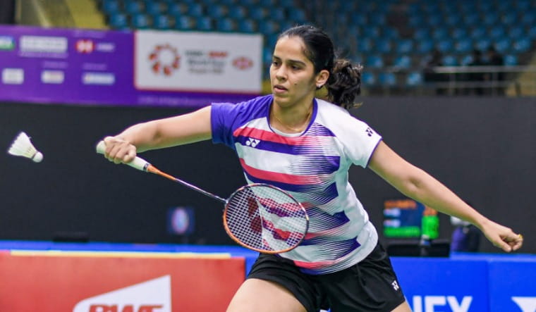Badminton player Saina Nehwal in action during her opening round of the Yonex-Sunrise India Open 2022 at IG Stadium, Delhi | PTI