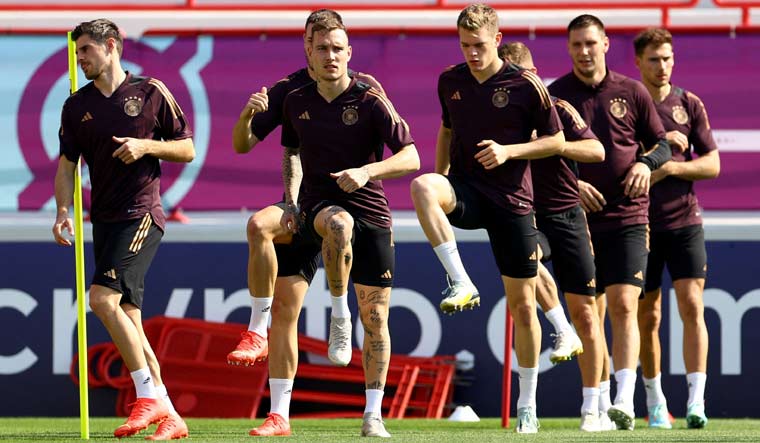 Germany players train during the FIFA World Cup in Qatar | Reuters