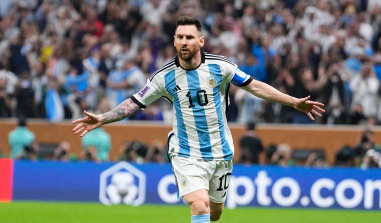 Lionel Messi after scoring Argentina's first goal against France | AP