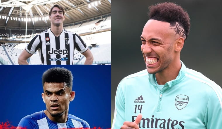 (Clockwise from above left) Dusan Vlahovic, Pierre-Emerick Aubameyang and Luis Diaz | Twitter