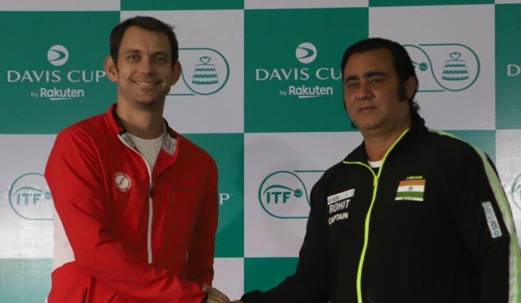 Captains of the Denmark and Indian Davis Cup teams Frederick Nielsen and Rohit Rajpal