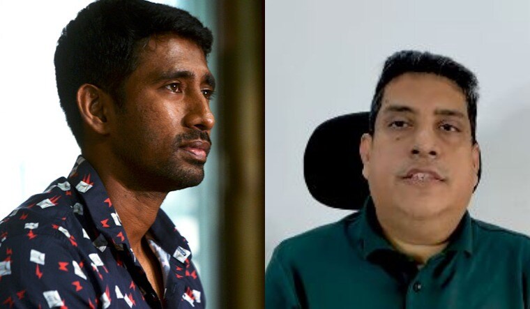 A collage showing Wriddhiman Saha (Salil Bera) on left and Boria Majumdar (official Twitter handle)
