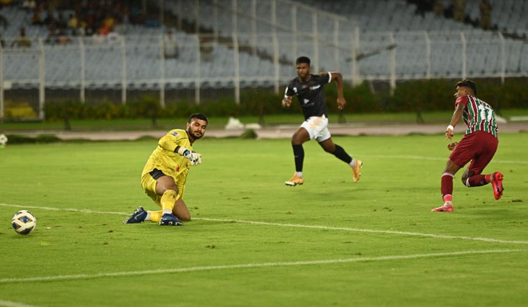 ATK Mohun Bagan's Liston Colaco scores against Bashundhara Kings of Bangladesh in the AFC Cup, in Kolkata | Salil Bera