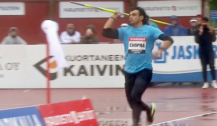 Track & field athlete Neeraj Chopra participates in the Kuortane Games 2022. Chopra won the gold medal with his throw of 86.69 metres | PTI via Twitter