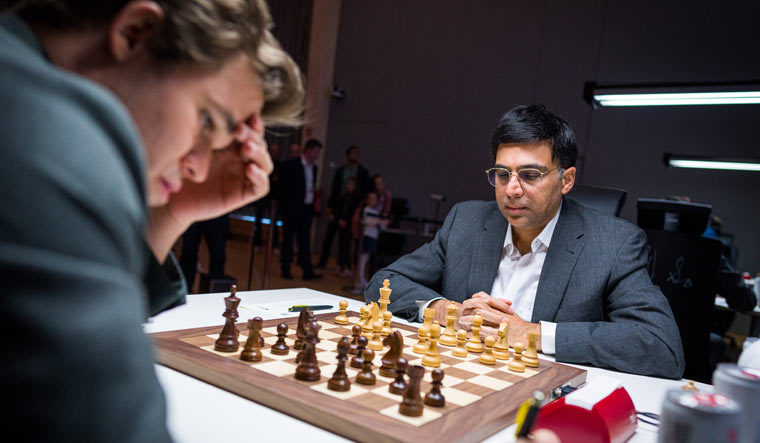 Viswanathan Anand (right) | Twitter handle of Norway Chess