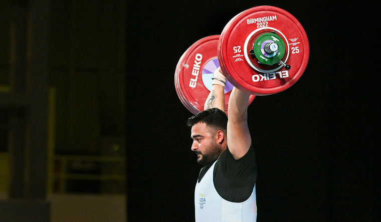 India's Lovepreet Singh competes in the men's 109kg category weightlifting event | PTI