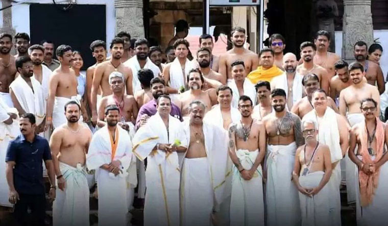 Team India players at the Padmanabhaswamy temple in Thiruvananthapuram | Facebook