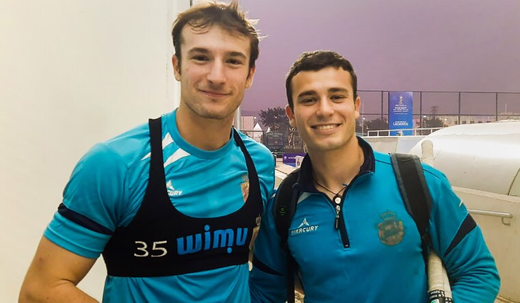 **EDS: TO GO WITH STORY** New Delhi: Spanish hockey players Pau Cunill and Pepe Cunill. (PTI Photo)(PTI01_16_2023_000144B)