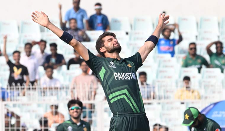 Pakistan's Shaheen Shah Afridi celebrates after taking a wicket | Salil Bera