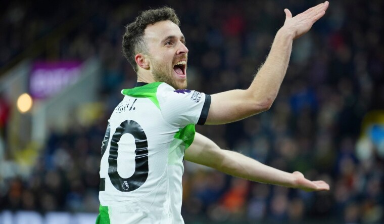 Liverpool's Diogo Jota celebrates scoring | AP