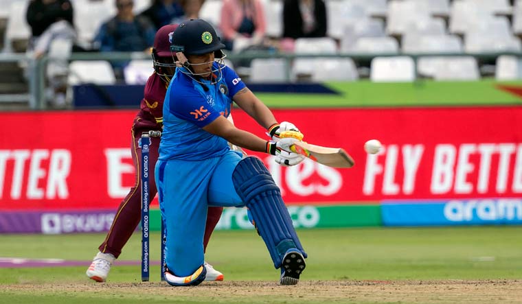 India's Richa Ghosh in action against the West Indies | AP