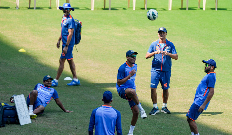 Indian cricketers practice session 