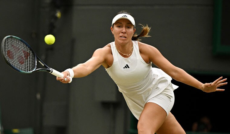 Tennis - Wimbledon - All England Lawn Tennis and Croquet Club, London, Britain - July 11, 2023Jessica Pegula of the U.S. in action during her quarter final match against Czech Republic's Marketa Vondrousova REUTERS/Dylan Martinez