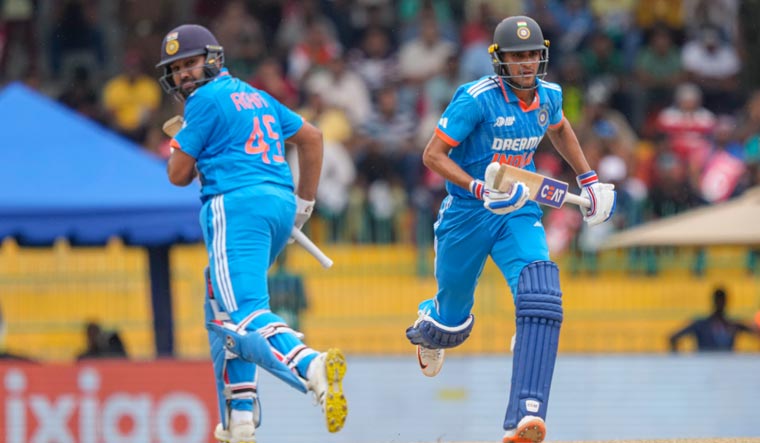  Shubman Gill, right, and Rohit Sharma run between wickets | AP