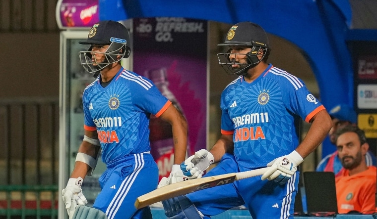 Rohit Sharma and Yashasvi Jaiswal enter the field to bat  | PTI