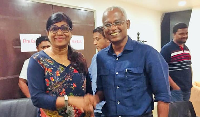 Mariya Ahmed Didi with the President-elect of Maldives, Ibrahim Mohamed Solih | via Facebook