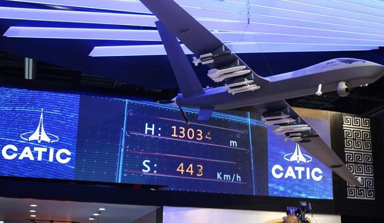 A model of China's Wing Loong II armed drone at an exhibition in the UAE | AP