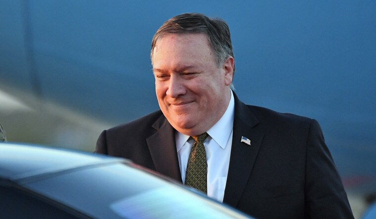 US Secretary of State Mike Pompeo arrives at Osan Air Base in Pyeongtaek on October 7, 2018 after his Pyongyang trip | AFP