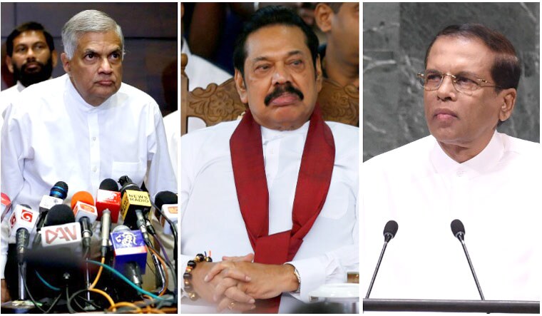 (From left) Ranil Wickremesinghe, Mahinda Rajapaksa and Maithripala Sirisena