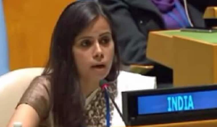Counsellor in India's Permanent Mission to the UN Eenam Gambhir | Screenshot from YouTube