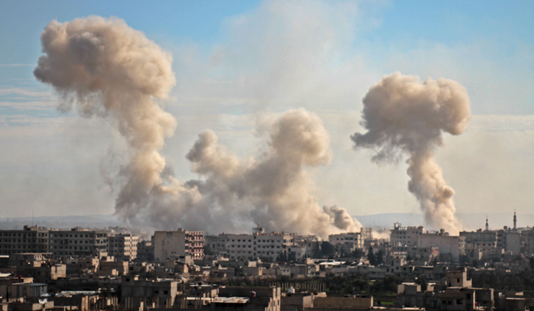 TOPSHOT-SYRIA-CONFLICT, Syria bombing