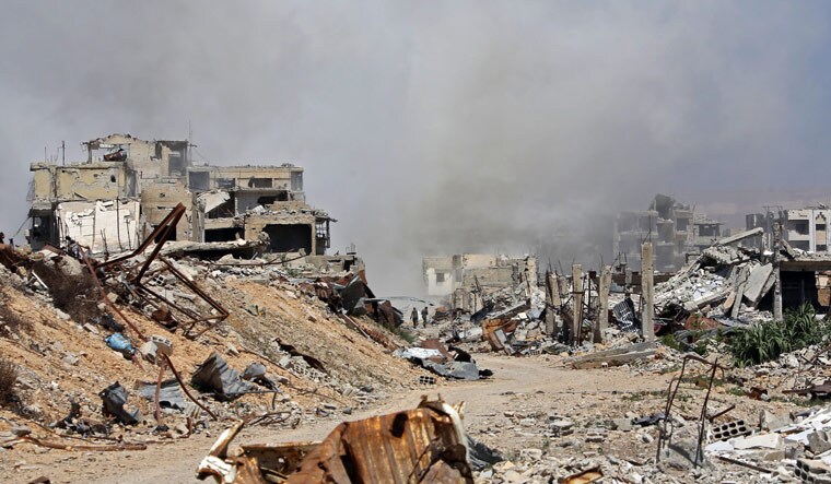 [File] The former rebel-held town of Jobar in eastern Ghouta | AFP