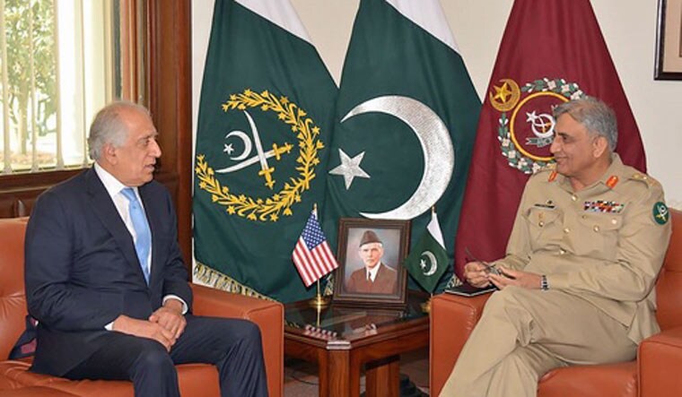 US State Department's special envoy, Zalmay Khalilzad (L) with Pakistan Army Chief General Qamar Javed Bajwa