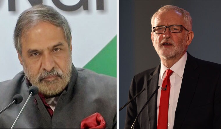 Senior Congress leader Anand Sharma and UK leader of the opposition Jeremy Corbyn  | File, AFP