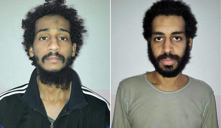 Captured British Islamic State (IS) group fighters El Shafee el-Sheikh (L) and Alexanda Kotey (R)— the two "high-value" jihadists held by Syrian Kurds, who have been taken into US custody | AFP