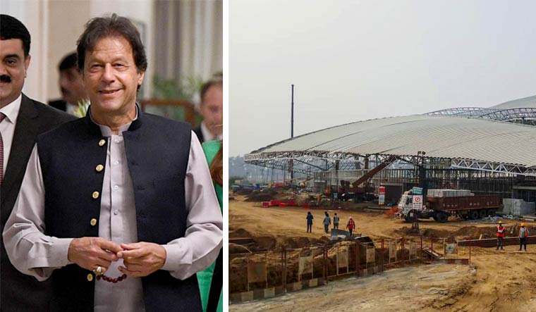 File photo of Pakistan Prime Minister Imran Khan, and works under construction at the Indian site of the Kartarpur Corridor | Reuters, PTI