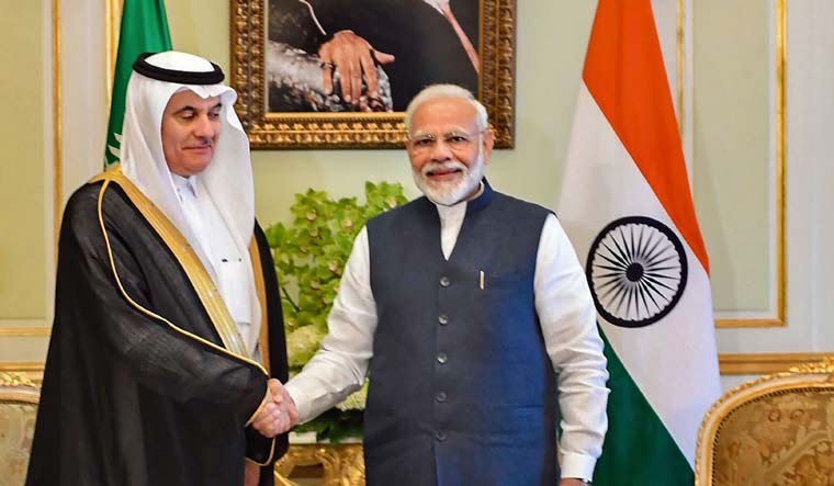 Prime Minister Narendra Modi with Saudi Arabia's Minister of Environment, Water and Agriculture Abdulrahman bin Abdulmohsen Al Fadley | PTI