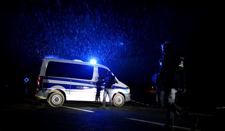 Police secure the area between Wiedersdorf and Landsberg near Halle, in Eestern Germany, where shots were fired on October 9 | AFP