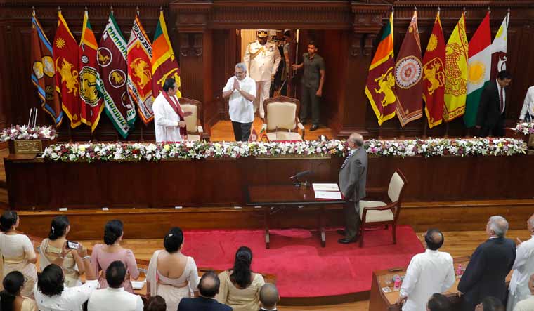 Mahindra-Rajapaksa-swearing-in-AP