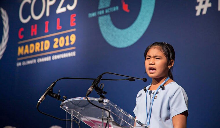 Eight-year-oldLicypriya Kangujam from Manipur speaks at the Climate Summit in Madrid, Spain | PTI