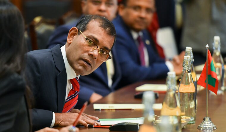 Speaker of the People's Majlis of Maldives Mohammed Nasheed, accompanied by a parliamentary delegation, meets with Lok Sabha Speaker Om Birla at Parliament House in New Delhi | PTI