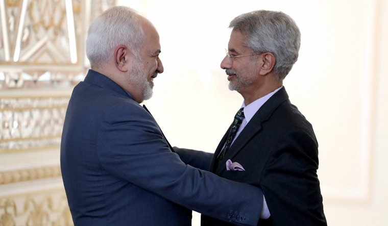 Iranian Foreign Minister Mohammad Javad Zarif, left, welcomes his Indian counterpart, Subrahmanyam Jaishankar, for their meeting in Tehran, Iran | AP