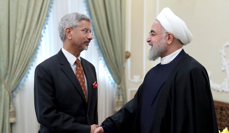 Iranian President Hassan Rouhani, right, welcomes Indian Foreign Minister Subrahmanyam Jaishankar | AP