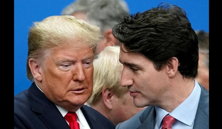 US President Donald Trump and Canadian Prime Minister Justin Trudeau on Tuesday | Reuters
