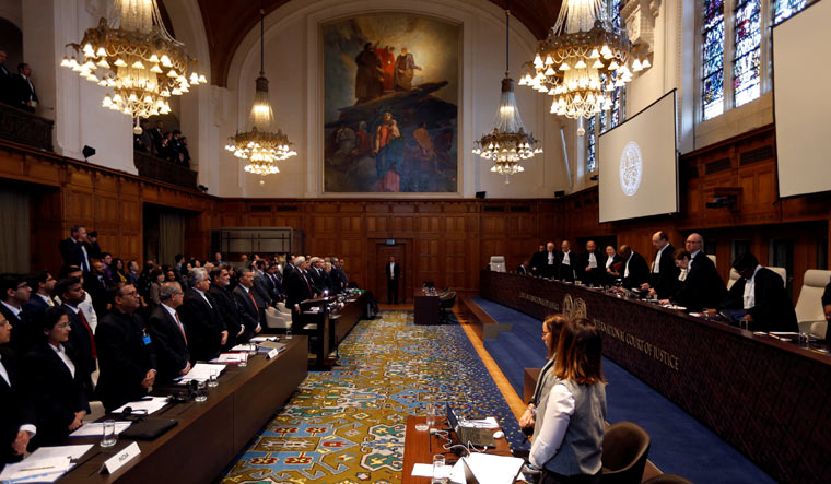 Judges are seen at the International Court of Justice during the final hearing in the Kulbhushan Jadhav case in The Hague | Reuters