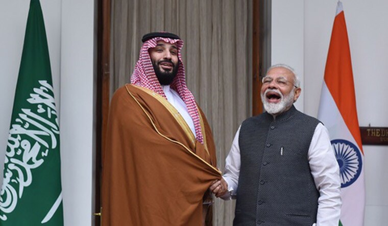 Saudi Crown Prince Mohammed bin Salman with PM Narendra Modi | AP