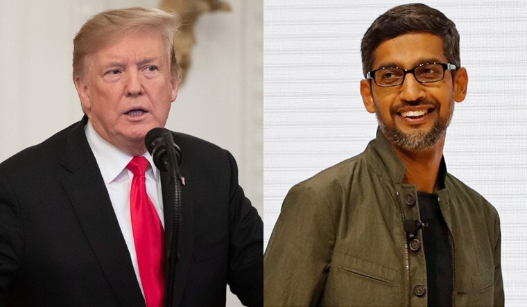 US President Donald Trump, Google CEO Sundar Pichai | AFP, Reuters